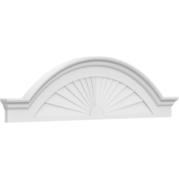 Ekena Millwork Segment Arch W/ Flankers Sunburst Architectural Grade PVC Pediment, 62"W x 16-1/2"H x 2-1/2"P PEDPS062X165SGF01 - main